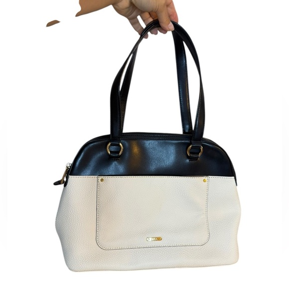 Ralph Lauren Black & White Two-Tone Cowhide Leather Purse - Picture 1 of 8